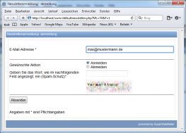 PHP Newsletter Software SuperWebMailer - Newsletter HTML An- und Abmelde-Formular mit Captcha