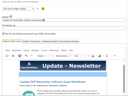 HTML Newsletter mit dem WYSIWYG HTML Editor im PHP Newsletter Script erstellen